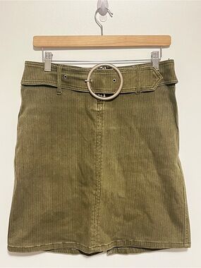 Vintage 90s SB Jeans Olive Green Utility Mini Skirt Size 5/6 Belted